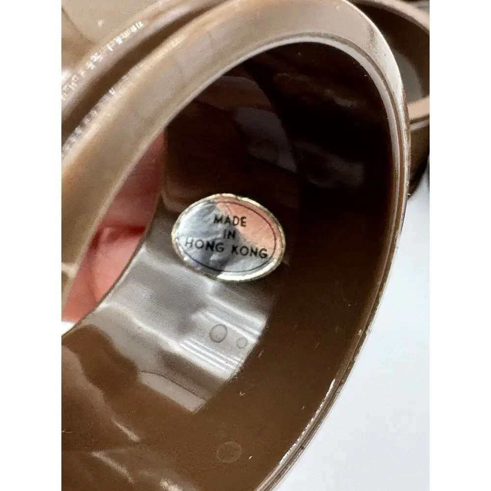 Set of 8 Vtg MCM Brown MELAMINE NAPKIN RINGS Round CLASSIC Hong Kong